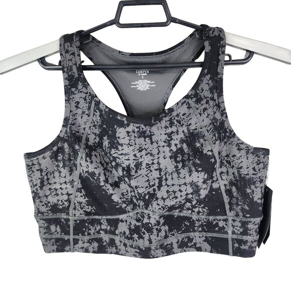 Womens Torrid Active Happy Camper Sports Bra Low Impact Black & Gray Print 1 - Picture 1 of 13